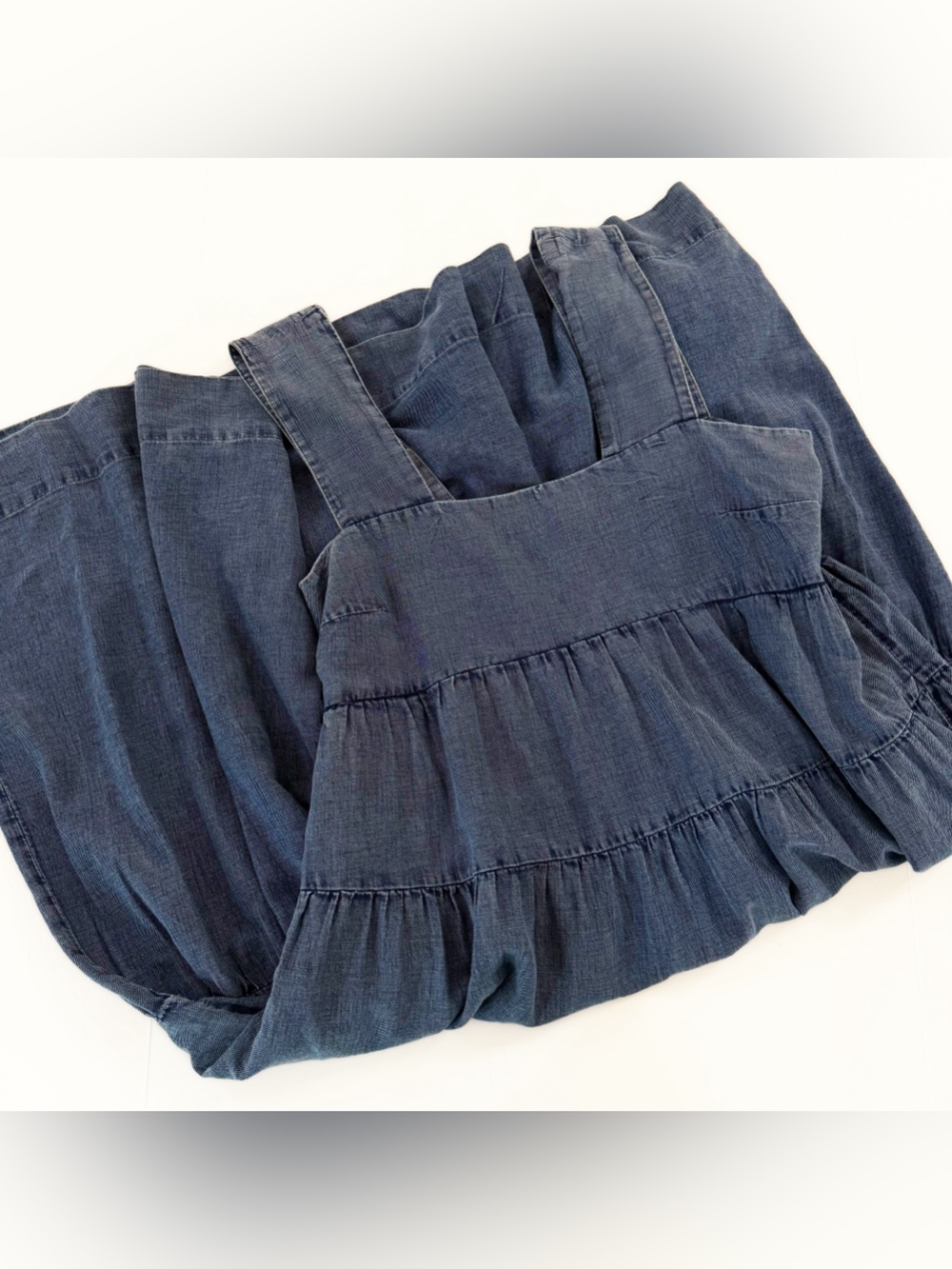By Anthropologie Dress Womens XL Denim Tiered Helena Midi Blue - Picture 4 of 12